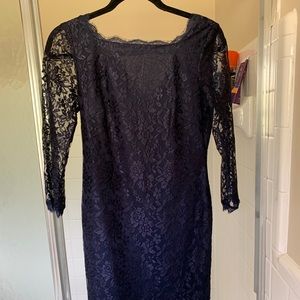 Navy knee length lace dress